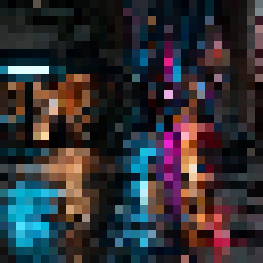 Pixelated neon street degraded result