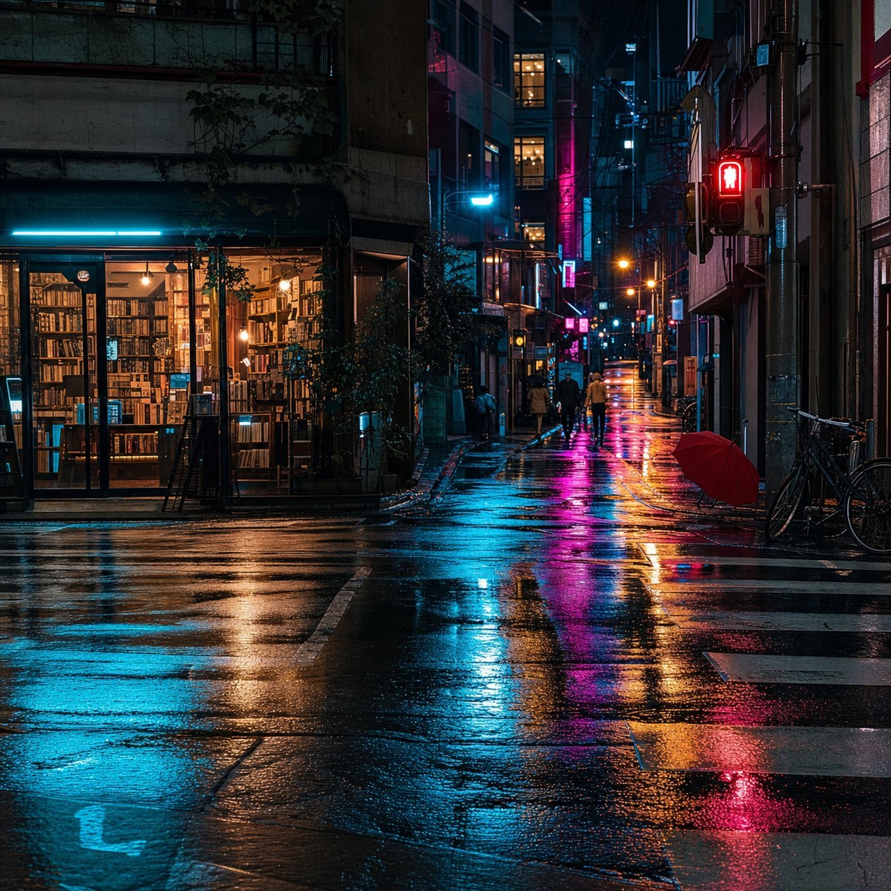 Pixelated neon street original image